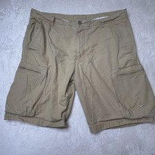 Vintage Nike Shorts Cargo Ripstop Khaki Mens 36 Cotton Zipped Pockets Y2K