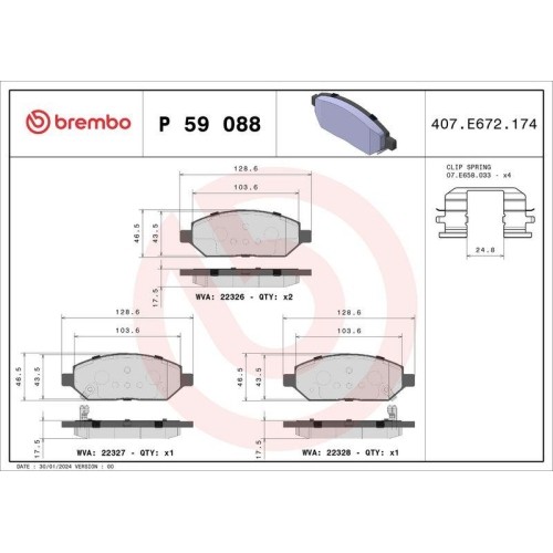 Plaquettes de frein Brembo P59088 Prime Line ingénierie de précision Opel
