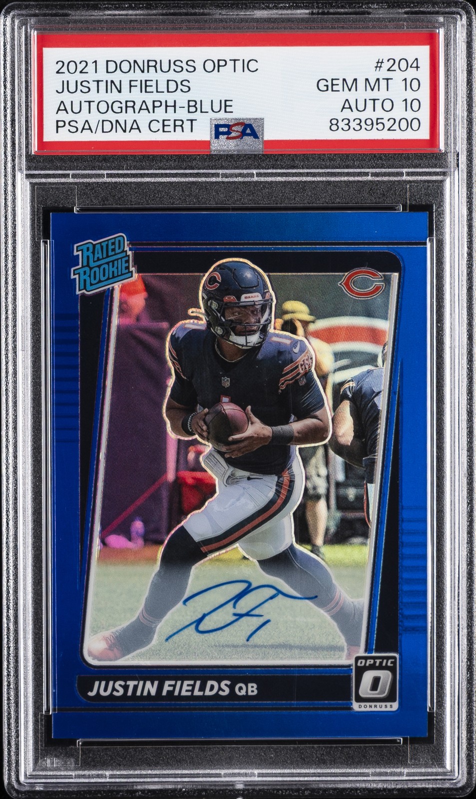 2021 PANINI DONRUSS OPTIC AUTO-BLUE JUSTIN FIELDS ROOKIE RC 13/99 PSA 10 AUTO 10