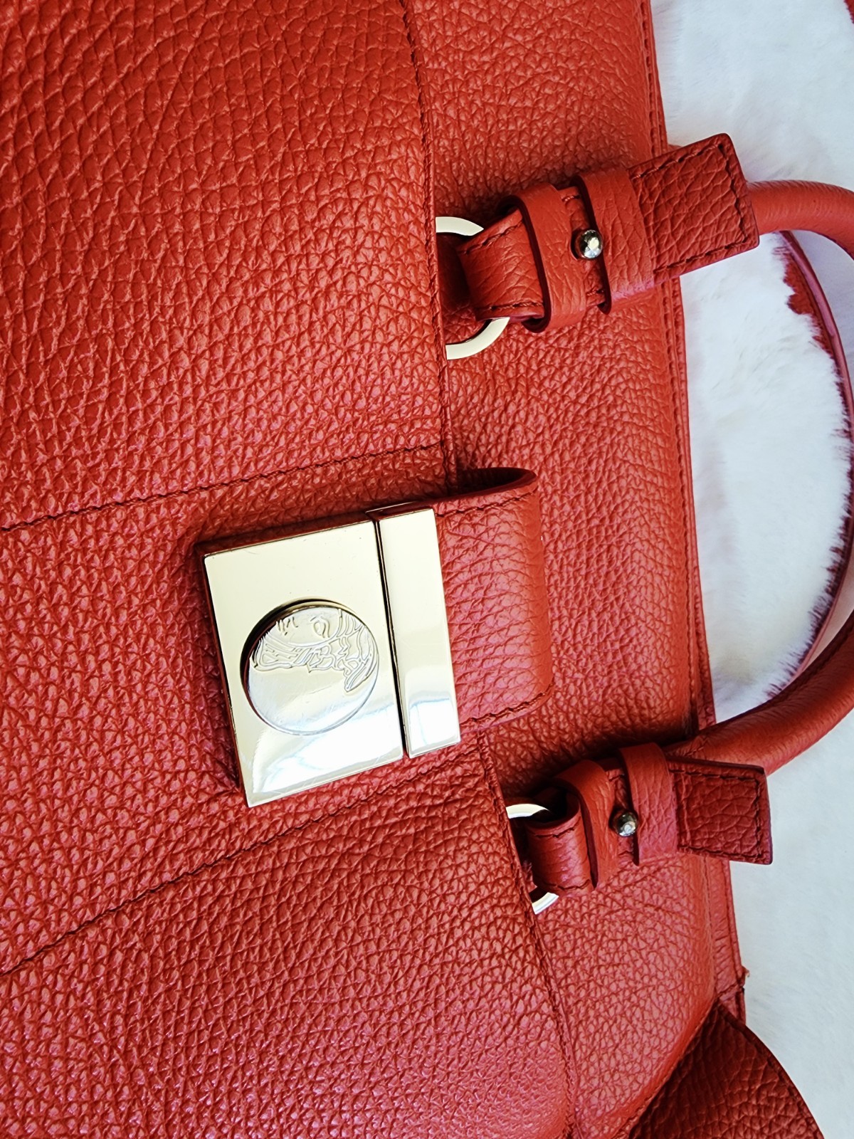 Authentic VERSACE Collection Red Leather Top Zip … - image 12