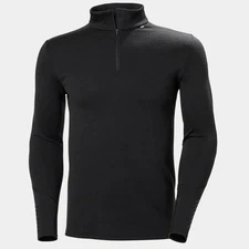 Helly Hansen Lifa Merino Midweight 1/2 Zip Men's Baselayer Top, Black, Large
