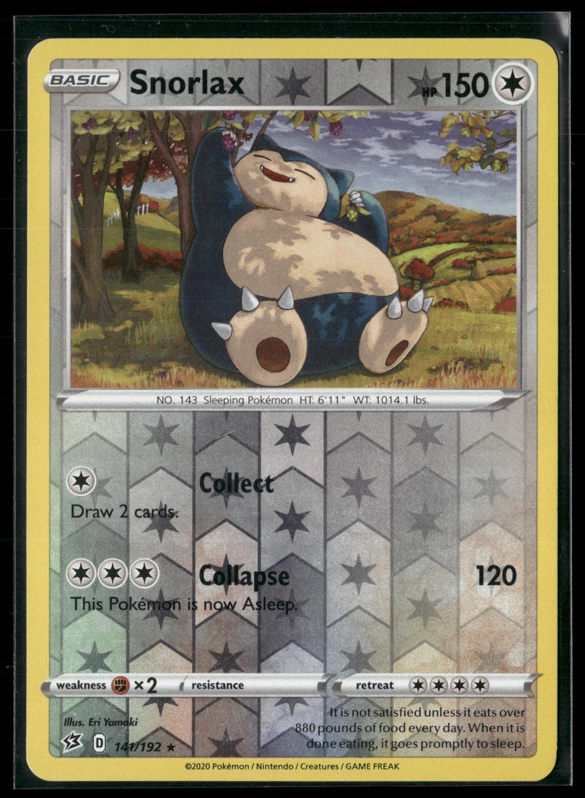 Snorlax 141/192 Rare Rebel Clash Pokemon Reverse Holo Lightly Played