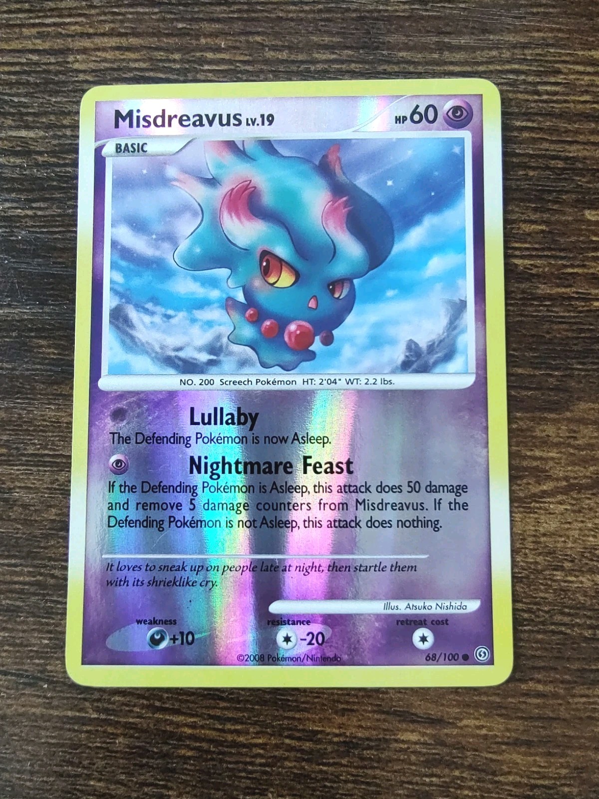 Misdreavus 68/100 Reverse Holo Diamond & Pearl Stormfront Pokemon Card