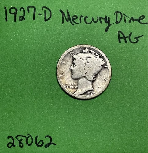 1927-D Mercury Dime 10c Ag About Good 90% Silver