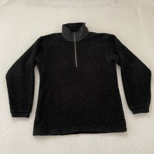 Vintage 90s Columbia Sherpa Fleece Men SMALL Black 1/4 Zip Pullover Made In USA