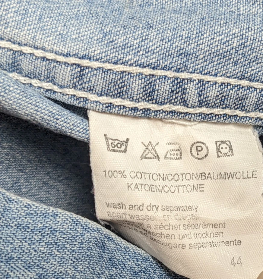 Lee Denim Shirt Mens Size M Blue Sanforized Short Sleeve Union Made Western - Image 3 of 4