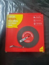 Image of Amtech 30m Surveyor Tape , Easy Wind Reel & Metal Anchoring Loop On Tape End