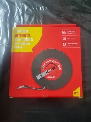 Amtech 30m Vermessungsband, Easy Wind Reel & Metallverankerungsschlaufe am Bandende