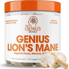 Genius Lion’s Mane Supplement Capsules – Organic Full Spectrum Mushrooms ...