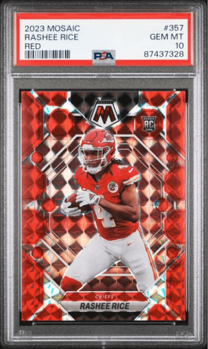Graded 2023 Panini Mosaic Rashee Rice #357 Red Rookie RC Football Card PSA 10