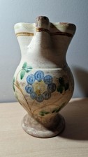 Antica Brocca Da Vino Cannata In Maiolica Policroma Smaltata Ottocentesca