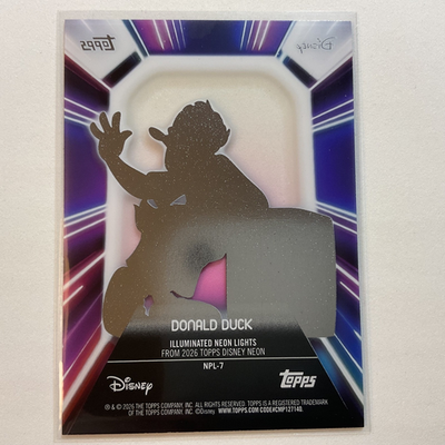Topps Disney 2026 Neon Donald Duck Illuminated Neon Lights Card