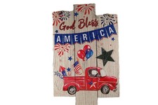 Patriotic 4TH of July Veterans God Bless America Wall Door Wood Hanging Sign
