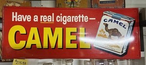 vintage EARLY CAMEL cigarette sign Metal No Filter Cigarette Nice Original 36x12