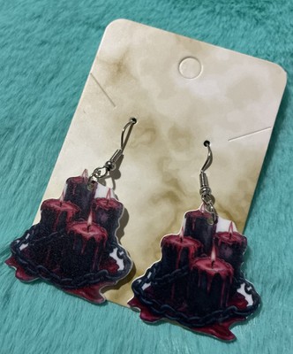 2D Flat Acrylic Black Candle Earrings. Unique, Party, Cute, Festive. Halloween.