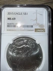 2015 American Eagle BU MS 69 NGC Graded.