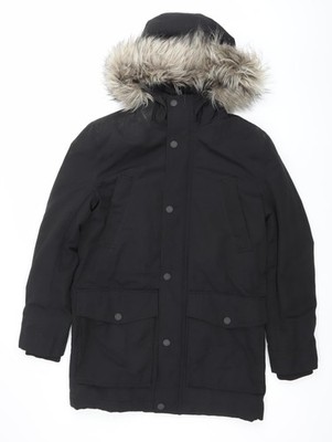 H&M Winterjacke Damen schwarz XS Parka Mantel Kunstfell Kapuze