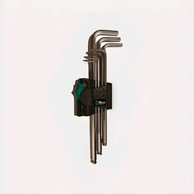 Wera 950/7 Hex-Plus  1 Winkelschlüsselsatz, metrisch, gestellverchromt, 7-teilig