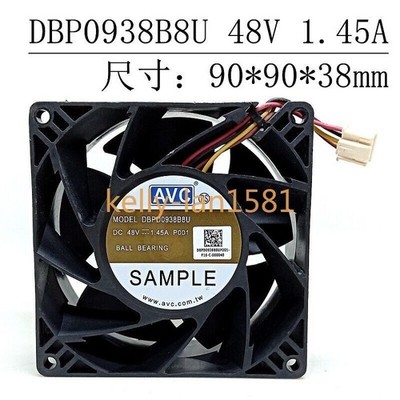 100% Test 1pc AVC DBP0938B8U 9CM 9038 48V 1.45A 4-wire Double   T Cooling Fan #z