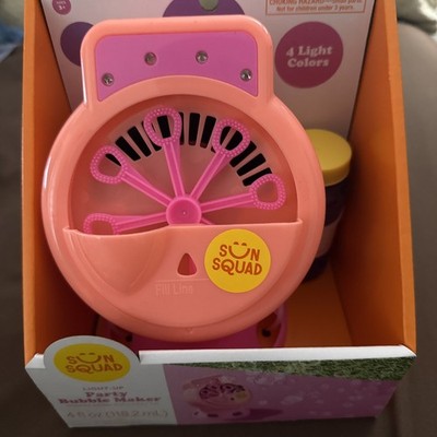 Pink Light-Up Bubble Maker - Sun Squad- w/ 4 Fl Oz. Bottle of bubbles 4 colors