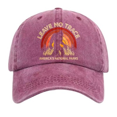 Leave No Trace Bigfoot National Park Vintage Washed Baseball Cap Outdoor Use