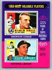 1975 TOPPS #198 ROGER MARIS YANKEES & DICK GROAT PIRATES 1960 MVP