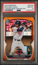 2023 Bowman Chrome Edouard Julien 1st Bowman Orange Refractor /25 PSA 10 Rockies