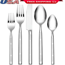 20 Piece Stainless Steel Flatware Set Frosted Finish Dishwasher Safe Dining New