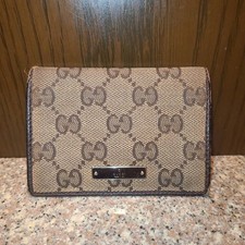Gucci Pass Case Card Holder Leather Brown wallet Accessories elegant E200