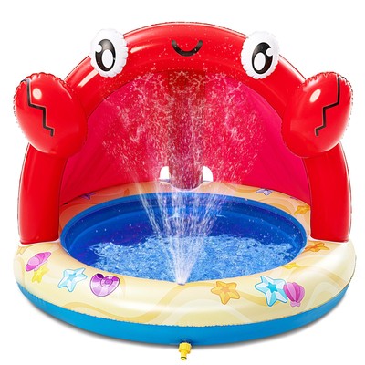 Baby Pool Toddler Sprinkler, Crab Splash Pool with Canopy, Baby Wading Pool I...