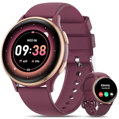 2025 Smart Watches for Women, Fitness Tracker - Burgundy (Model G53)