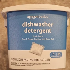 Amazon Basics Dishwasher Detergent Pacs, Fresh Scent, 85 Count - New, Sealed