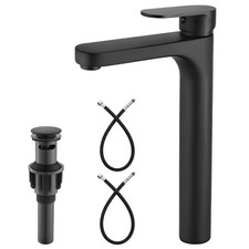 Matte Black Tall Vessel Sink Faucet  Bathroom Single Handle Deck Mount Tap