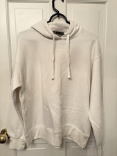 Zara Women Sportswear Fleece Oversized Pullover Hoodie White Medium New