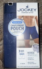 Jockey 3-Pair Mens Boxer Brief Polyester 6" Inseam Chafe Proof Navy Blue  L