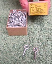 NEW IN BOX 100 ZINC PLATED SCREW EYES MODEL W 210 - 1 1/8 Inch Long x 7/16 W