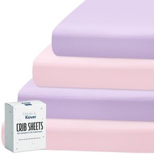 Crib Sheets Girl 4 Pack, Baby Crib Sheet for Crib Mattress and Toddler Bed Ma...