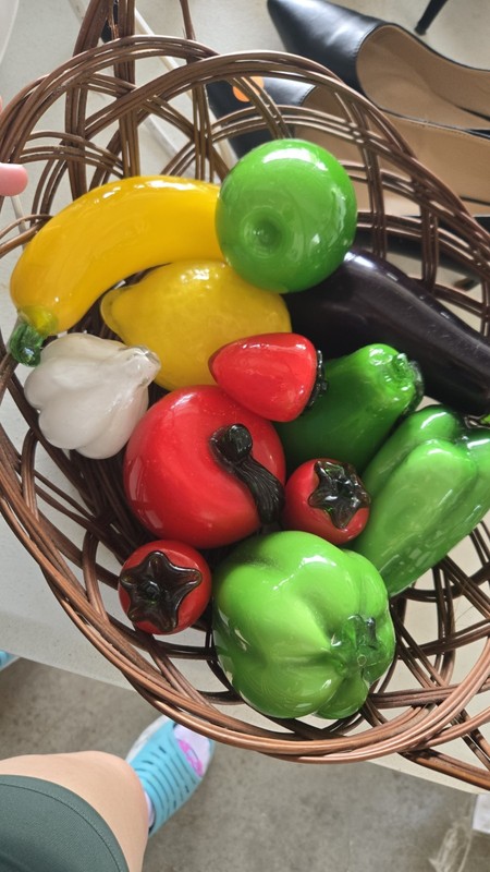 Murano Style Decorative Glass Fruits Set Of 12, Vintage