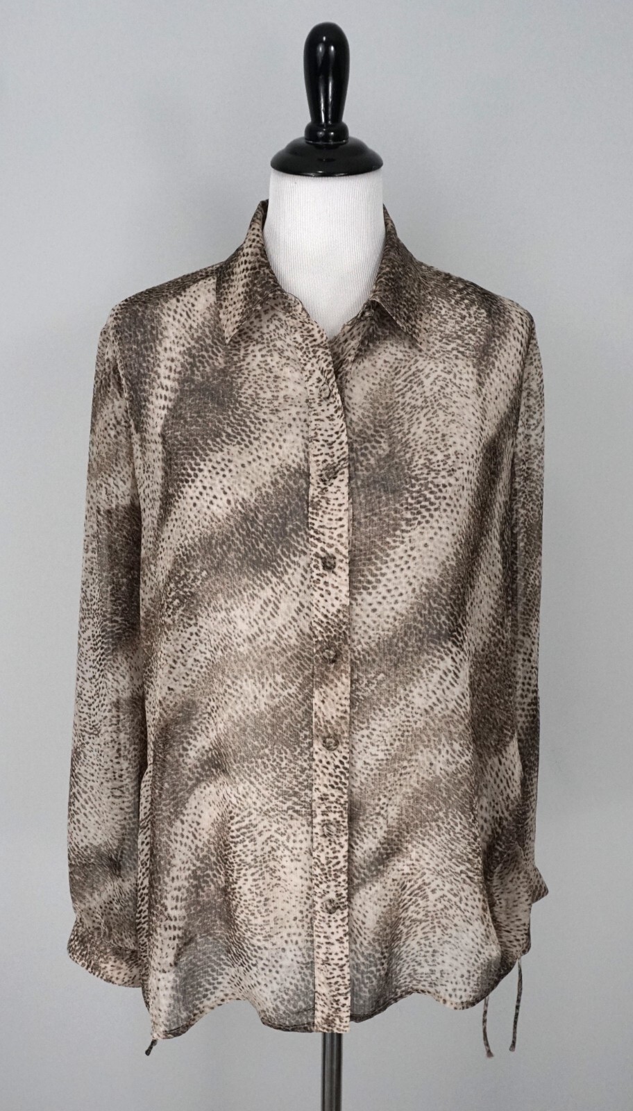 CHICOS Tan Button Front Sheer Collared Blouse Top… - image 1