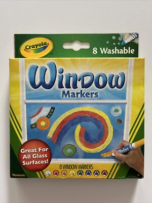 Crayola Washable Window 8pc Marker Auto Glass Ceramic School Team