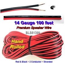 100' ft Red Black 14 Gauge SPEAKER WIRE Cable Home Car Audio Wiring 12V DC Power