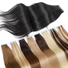 THICK 20-80pcs Tape in 100% Real Remy Human Hair Extensions Invisible Skin Weft
