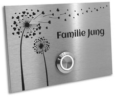 T&uuml;rklingel London1 Pusteblume - Klingelschild V2A Edelstahl - LED - Gravur