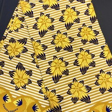 African fabric, Ankara fabric, Metallic gold glitter, beige floral print