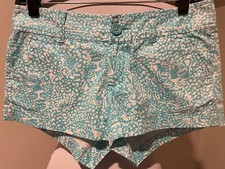 LILLY PULITZER Womens The Walsh Aqua Blue  White Shorts - Sz 00