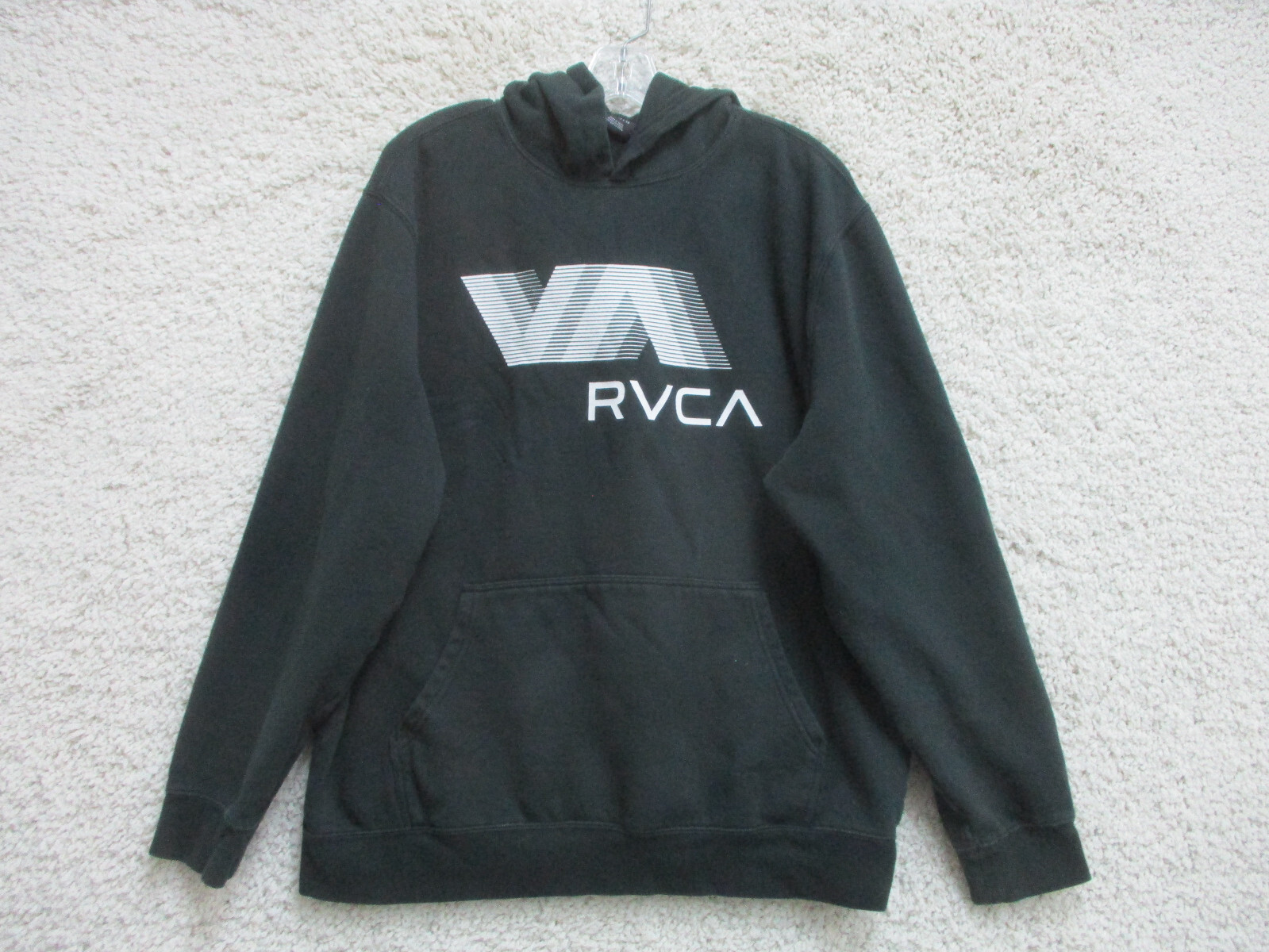 RVCA Sweater Extra Large Adult Black Hoodie Pullover Spell Out Logo Pocket Women