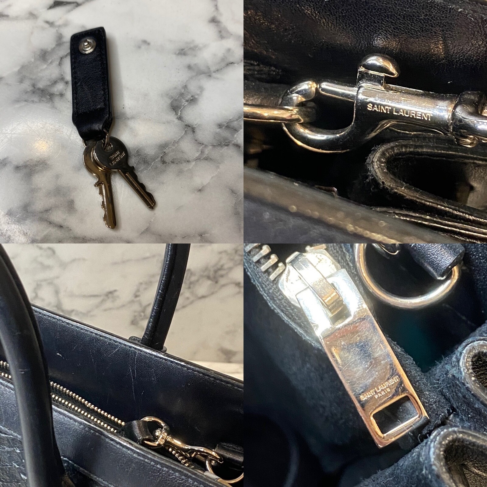 SAINT LAURENT Black Python Embossed Leather Small… - image 12