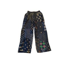 Black Patchwork Harem Pants, Boho Hippie Harem Pants, Wide Leg Bohemian Pant