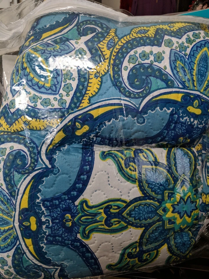 Bedford Queen 3 Piece Quilt Patchwork Blue/White/Yellow Bedspread Bedding Set - Image 2 of 4