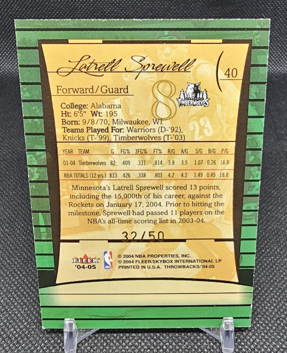 2004-05 Fleer Throwbacks #40 Latrell Sprewell W/ Lebron James Gold